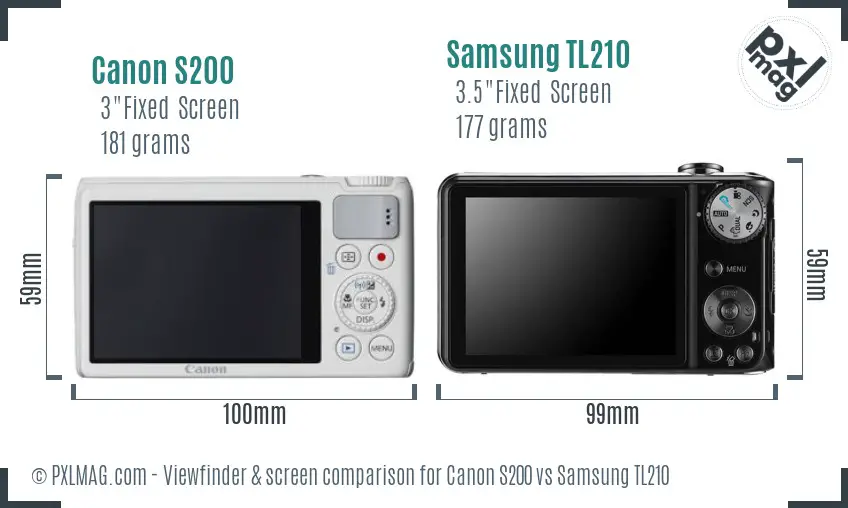 Canon S200 vs Samsung TL210 Screen and Viewfinder comparison Canon S200 vs Samsung TL210 Screen and Viewfinder comparison