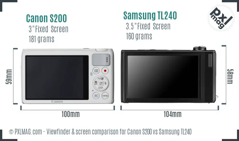 Canon S200 vs Samsung TL240 Screen and Viewfinder comparison Canon S200 vs Samsung TL240 Screen and Viewfinder comparison