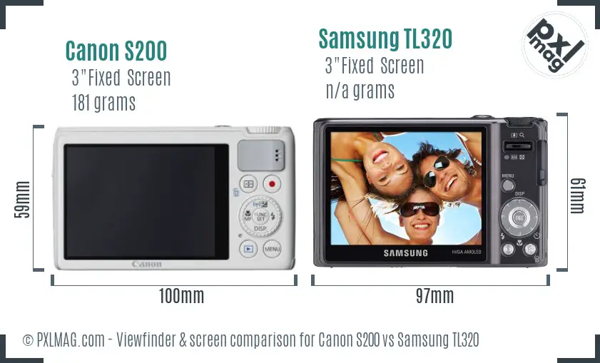 Canon S200 vs Samsung TL320 Screen and Viewfinder comparison Canon S200 vs Samsung TL320 Screen and Viewfinder comparison