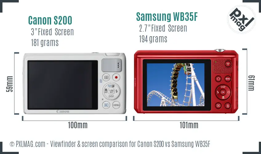 Canon S200 vs Samsung WB35F Screen and Viewfinder comparison Canon S200 vs Samsung WB35F Screen and Viewfinder comparison