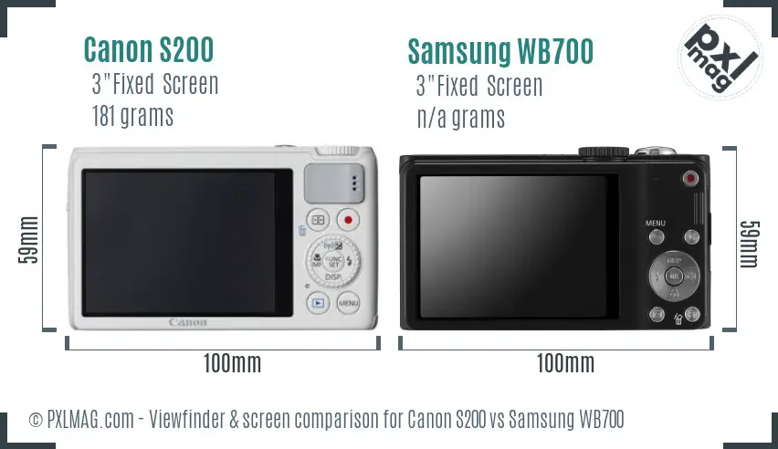Canon S200 vs Samsung WB700 Screen and Viewfinder comparison Canon S200 vs Samsung WB700 Screen and Viewfinder comparison