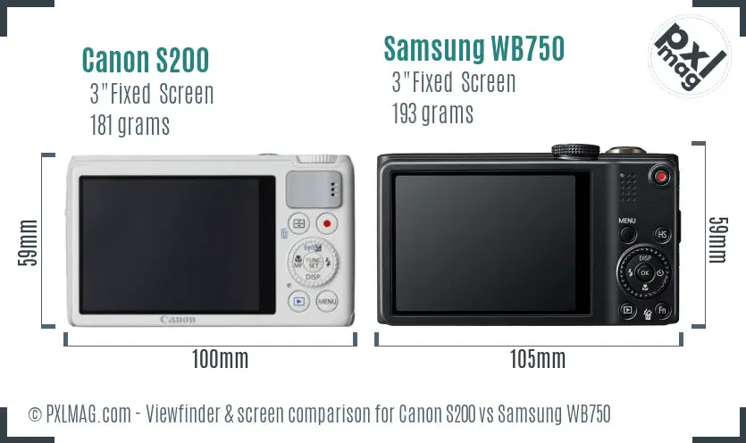 Canon S200 vs Samsung WB750 Screen and Viewfinder comparison Canon S200 vs Samsung WB750 Screen and Viewfinder comparison