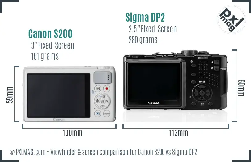 Canon S200 vs Sigma DP2 Screen and Viewfinder comparison Canon S200 vs Sigma DP2 Screen and Viewfinder comparison