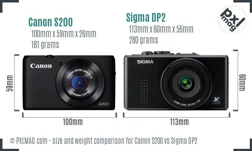 Canon S200 vs Sigma DP2 size comparison Canon S200 vs Sigma DP2 size comparison