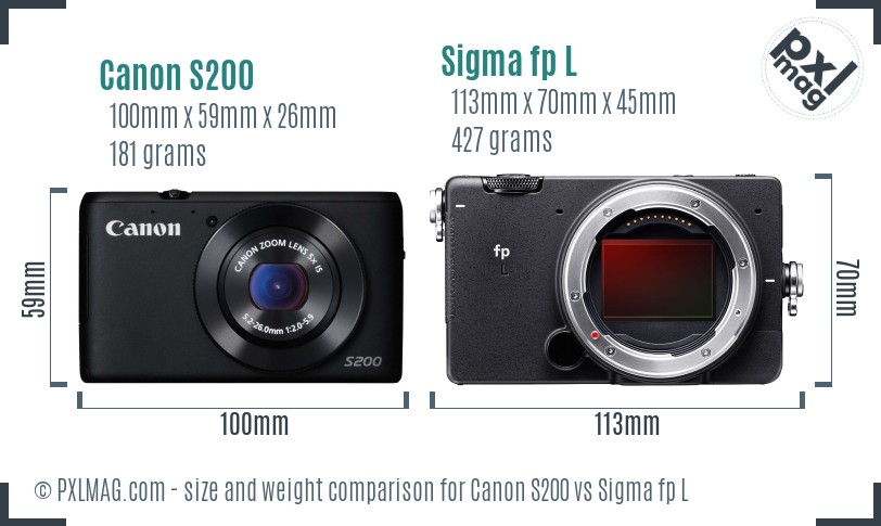 Canon S200 vs Sigma fp L size comparison Canon S200 vs Sigma fp L size comparison