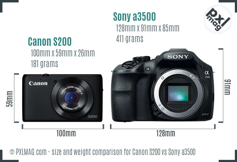 Canon S200 vs Sony a3500 size comparison Canon S200 vs Sony a3500 size comparison