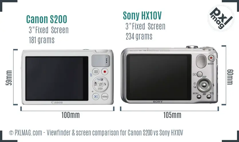 Canon S200 vs Sony HX10V Screen and Viewfinder comparison Canon S200 vs Sony HX10V Screen and Viewfinder comparison