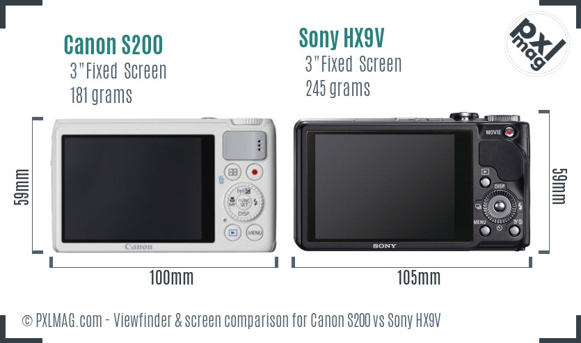 Canon S200 vs Sony HX9V Screen and Viewfinder comparison