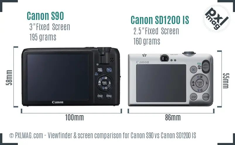 Canon S90 vs Canon SD1200 IS Screen and Viewfinder comparison Canon S90 vs Canon SD1200 IS Screen and Viewfinder comparison