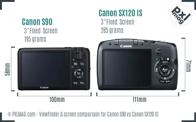 Canon S90 vs Canon SX120 IS Screen and Viewfinder comparison Canon S90 vs Canon SX120 IS Screen and Viewfinder comparison