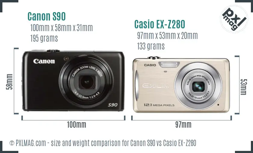 Canon S90 vs Casio EX-Z280 size comparison