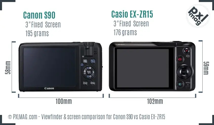 Canon S90 vs Casio EX-ZR15 Screen and Viewfinder comparison Canon S90 vs Casio EX-ZR15 Screen and Viewfinder comparison