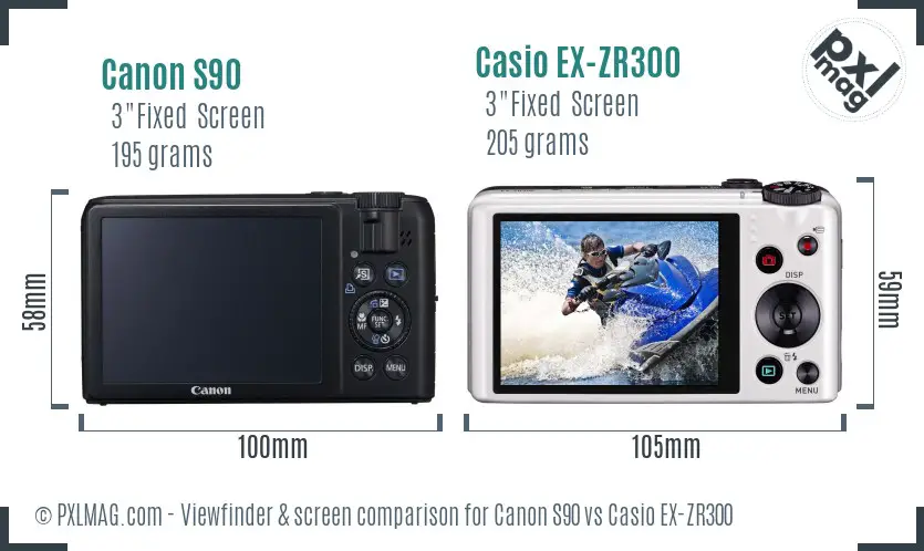 Canon S90 vs Casio EX-ZR300 Screen and Viewfinder comparison Canon S90 vs Casio EX-ZR300 Screen and Viewfinder comparison