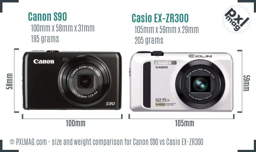 Canon S90 vs Casio EX-ZR300 size comparison Canon S90 vs Casio EX-ZR300 size comparison