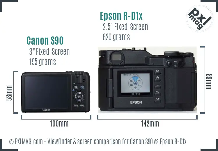 Canon S90 vs Epson R-D1x Screen and Viewfinder comparison Canon S90 vs Epson R-D1x Screen and Viewfinder comparison