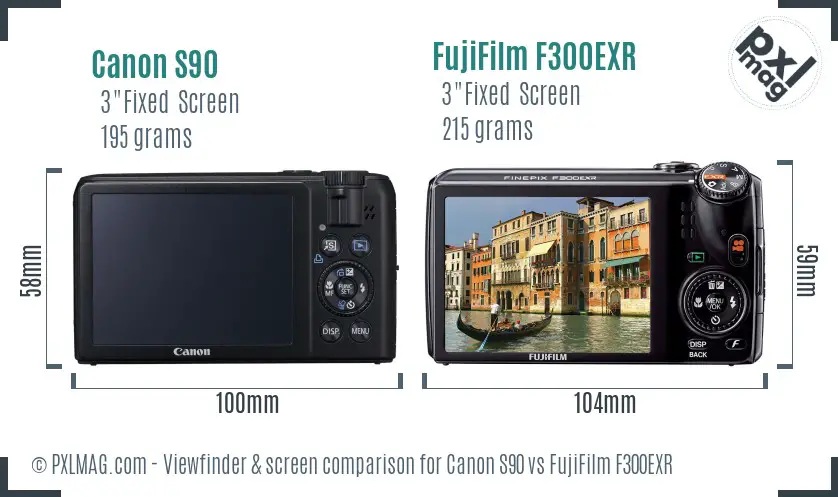 Canon S90 vs FujiFilm F300EXR Screen and Viewfinder comparison