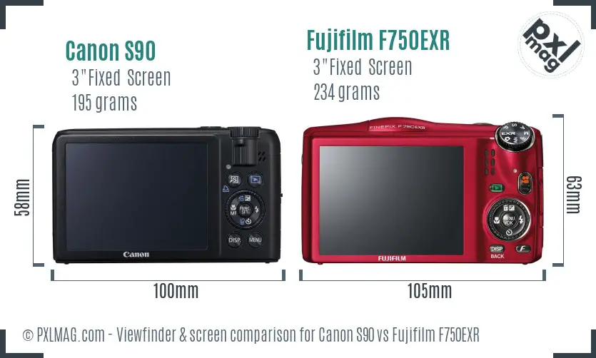 Canon S90 vs Fujifilm F750EXR Screen and Viewfinder comparison Canon S90 vs Fujifilm F750EXR Screen and Viewfinder comparison