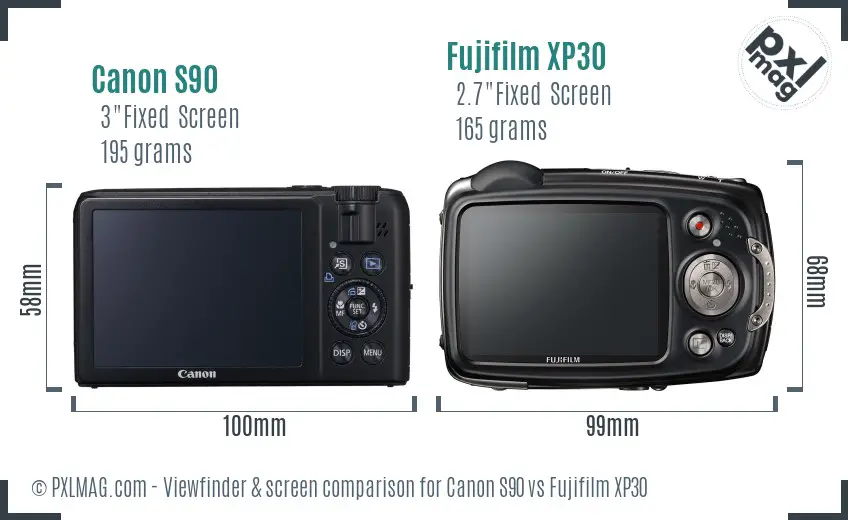 Canon S90 vs Fujifilm XP30 Screen and Viewfinder comparison
