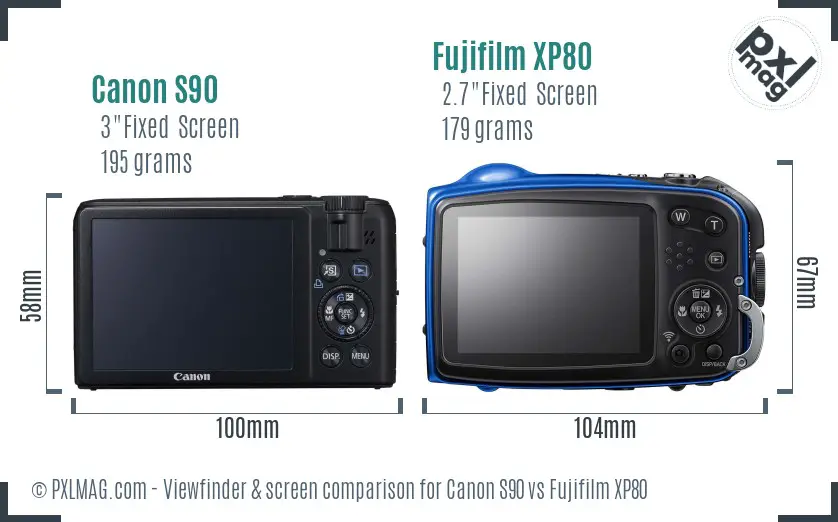 Canon S90 vs Fujifilm XP80 Screen and Viewfinder comparison