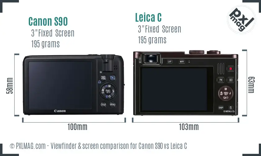 Canon S90 vs Leica C Screen and Viewfinder comparison Canon S90 vs Leica C Screen and Viewfinder comparison