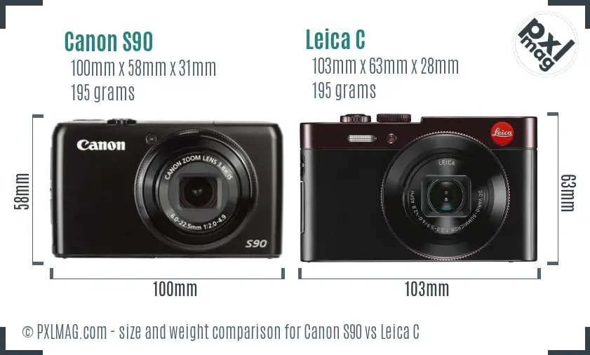 Canon S90 vs Leica C size comparison Canon S90 vs Leica C size comparison