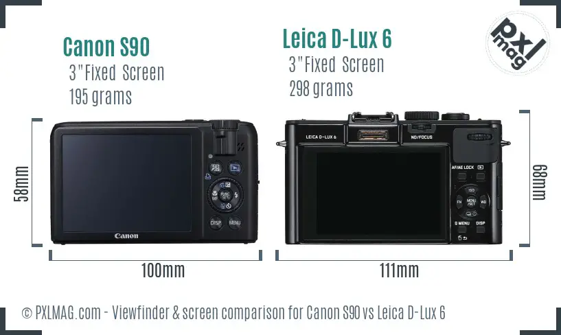 Canon S90 vs Leica D-Lux 6 Screen and Viewfinder comparison Canon S90 vs Leica D-Lux 6 Screen and Viewfinder comparison