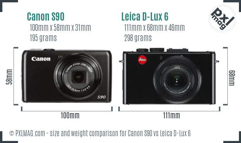 Canon S90 vs Leica D-Lux 6 size comparison Canon S90 vs Leica D-Lux 6 size comparison