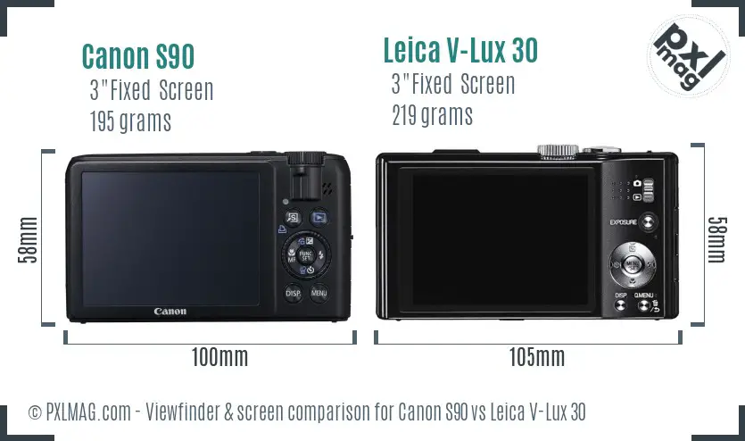 Canon S90 vs Leica V-Lux 30 Screen and Viewfinder comparison