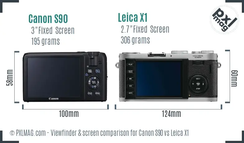 Canon S90 vs Leica X1 Screen and Viewfinder comparison