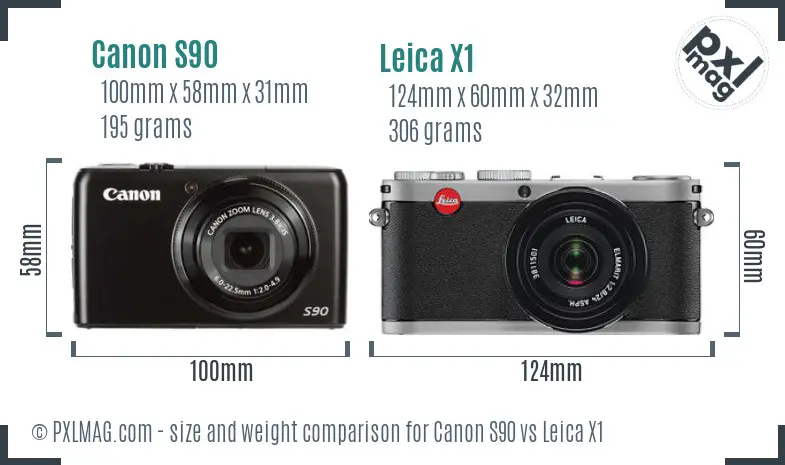Canon S90 vs Leica X1 size comparison