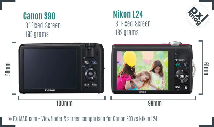 Canon S90 vs Nikon L24 Screen and Viewfinder comparison