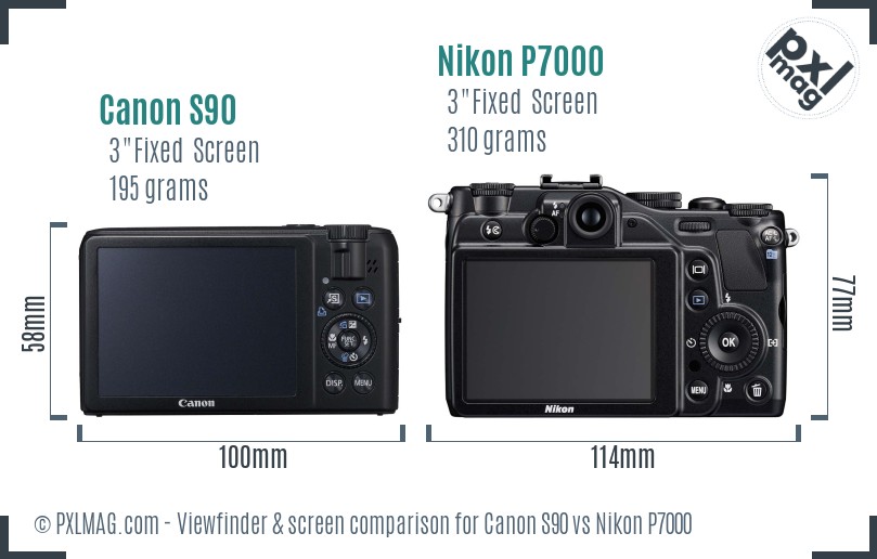 Canon S90 vs Nikon P7000 Screen and Viewfinder comparison
