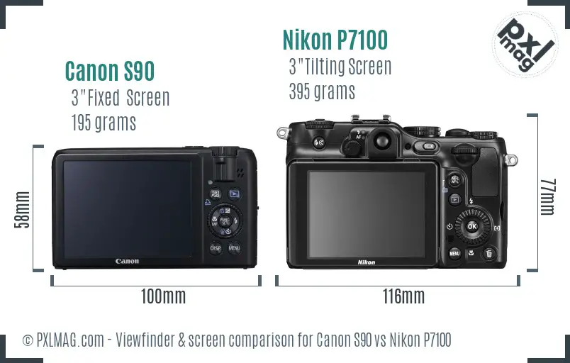 Canon S90 vs Nikon P7100 Screen and Viewfinder comparison