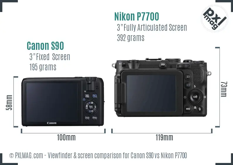 Canon S90 vs Nikon P7700 Screen and Viewfinder comparison