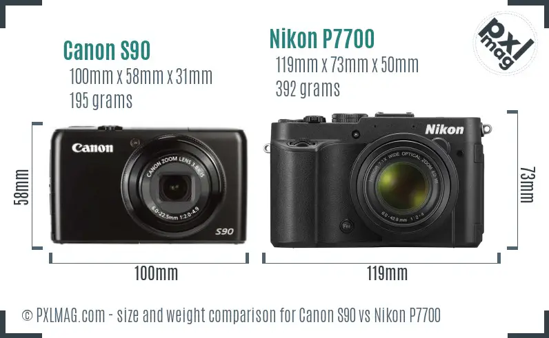 Canon S90 vs Nikon P7700 size comparison