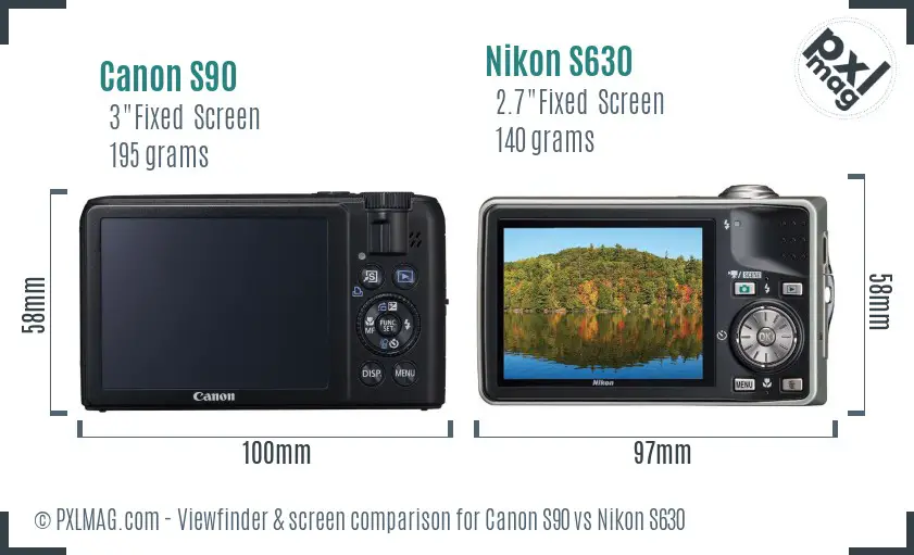 Canon S90 vs Nikon S630 Screen and Viewfinder comparison Canon S90 vs Nikon S630 Screen and Viewfinder comparison