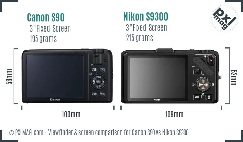 Canon S90 vs Nikon S9300 Screen and Viewfinder comparison