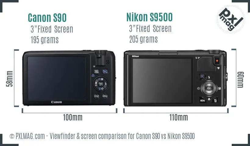 Canon S90 vs Nikon S9500 Screen and Viewfinder comparison