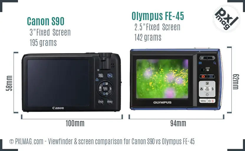 Canon S90 vs Olympus FE-45 Screen and Viewfinder comparison Canon S90 vs Olympus FE-45 Screen and Viewfinder comparison