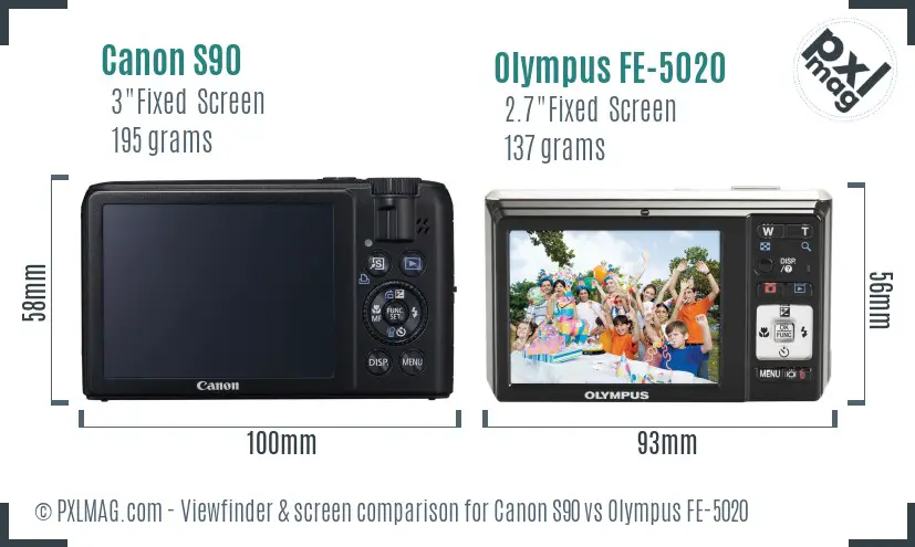 Canon S90 vs Olympus FE-5020 Screen and Viewfinder comparison Canon S90 vs Olympus FE-5020 Screen and Viewfinder comparison