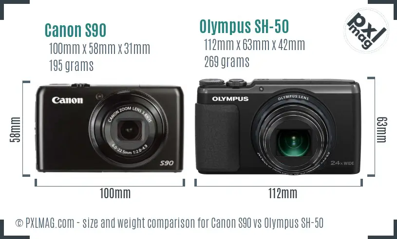 Canon S90 vs Olympus SH-50 size comparison Canon S90 vs Olympus SH-50 size comparison