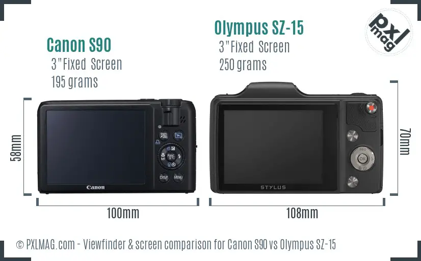 Canon S90 vs Olympus SZ-15 Screen and Viewfinder comparison Canon S90 vs Olympus SZ-15 Screen and Viewfinder comparison