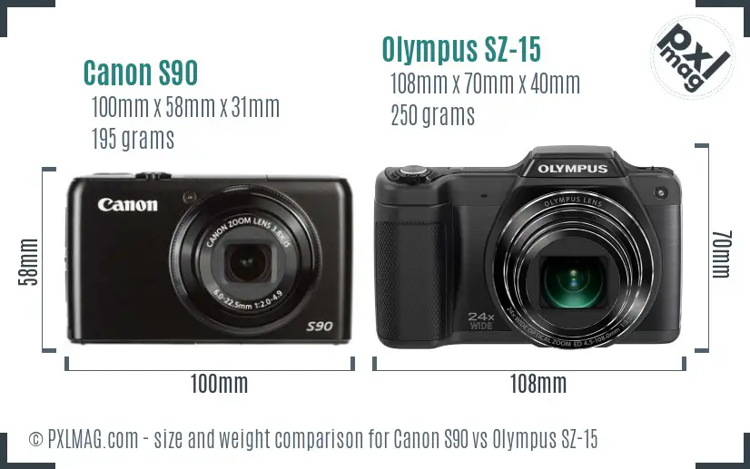 Canon S90 vs Olympus SZ-15 size comparison Canon S90 vs Olympus SZ-15 size comparison