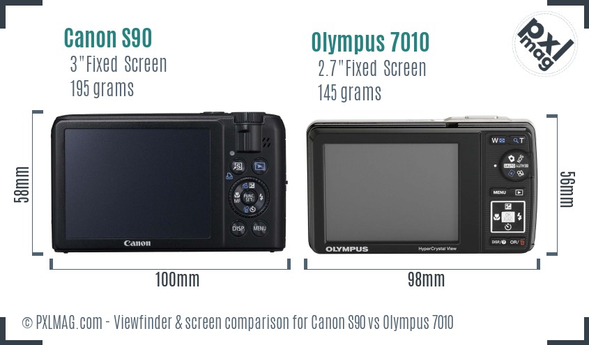 Canon S90 vs Olympus 7010 Screen and Viewfinder comparison