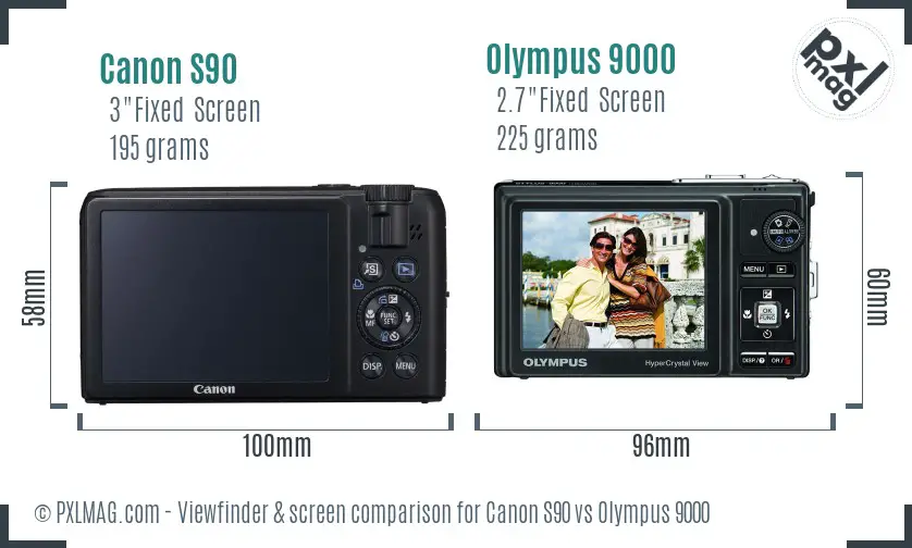 Canon S90 vs Olympus 9000 Screen and Viewfinder comparison Canon S90 vs Olympus 9000 Screen and Viewfinder comparison
