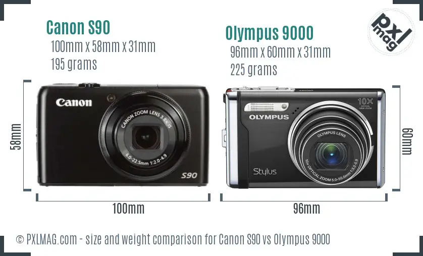 Canon S90 vs Olympus 9000 size comparison Canon S90 vs Olympus 9000 size comparison