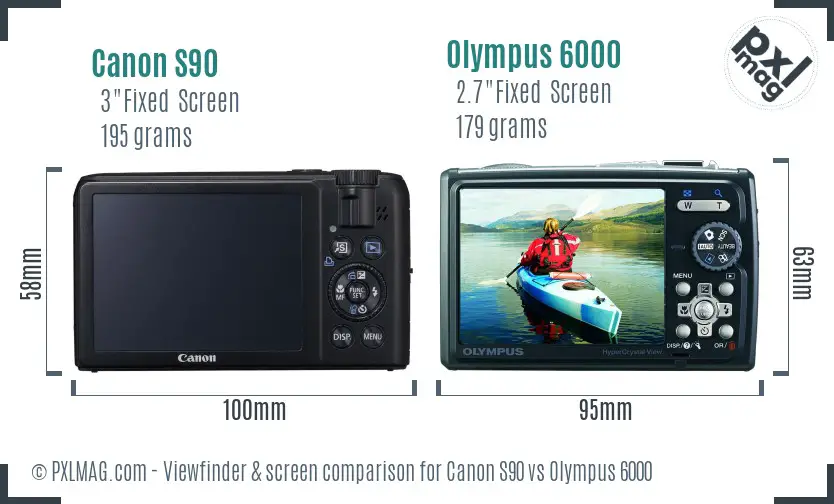 Canon S90 vs Olympus 6000 Screen and Viewfinder comparison Canon S90 vs Olympus 6000 Screen and Viewfinder comparison