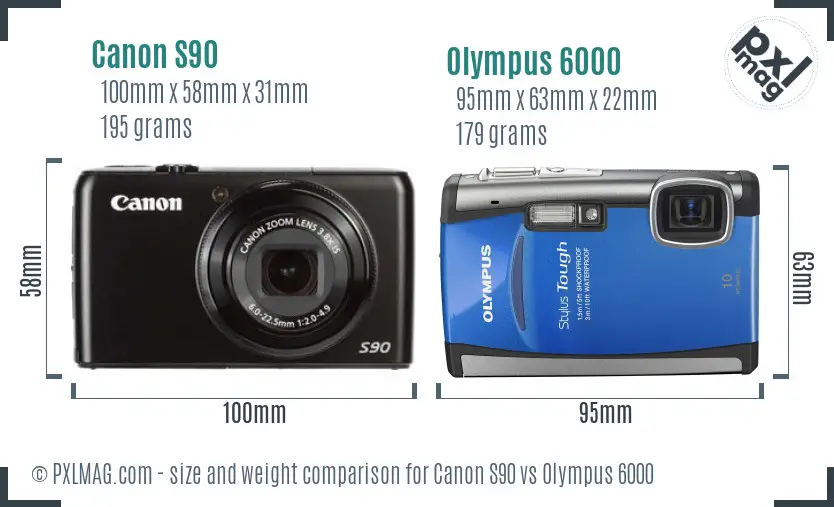 Canon S90 vs Olympus 6000 size comparison Canon S90 vs Olympus 6000 size comparison