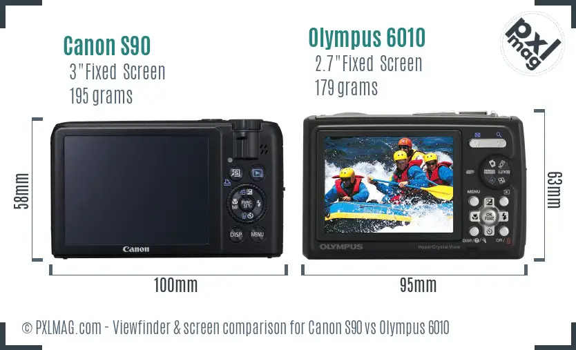 Canon S90 vs Olympus 6010 Screen and Viewfinder comparison