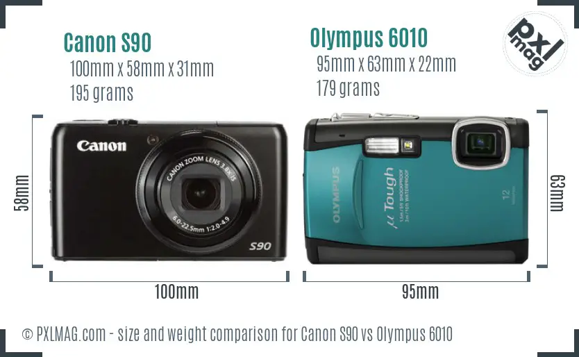 Canon S90 vs Olympus 6010 size comparison